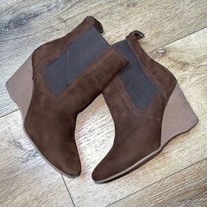 Vanessa Bruno Athe Brown Leather Pull On Wedge Booties 36/6